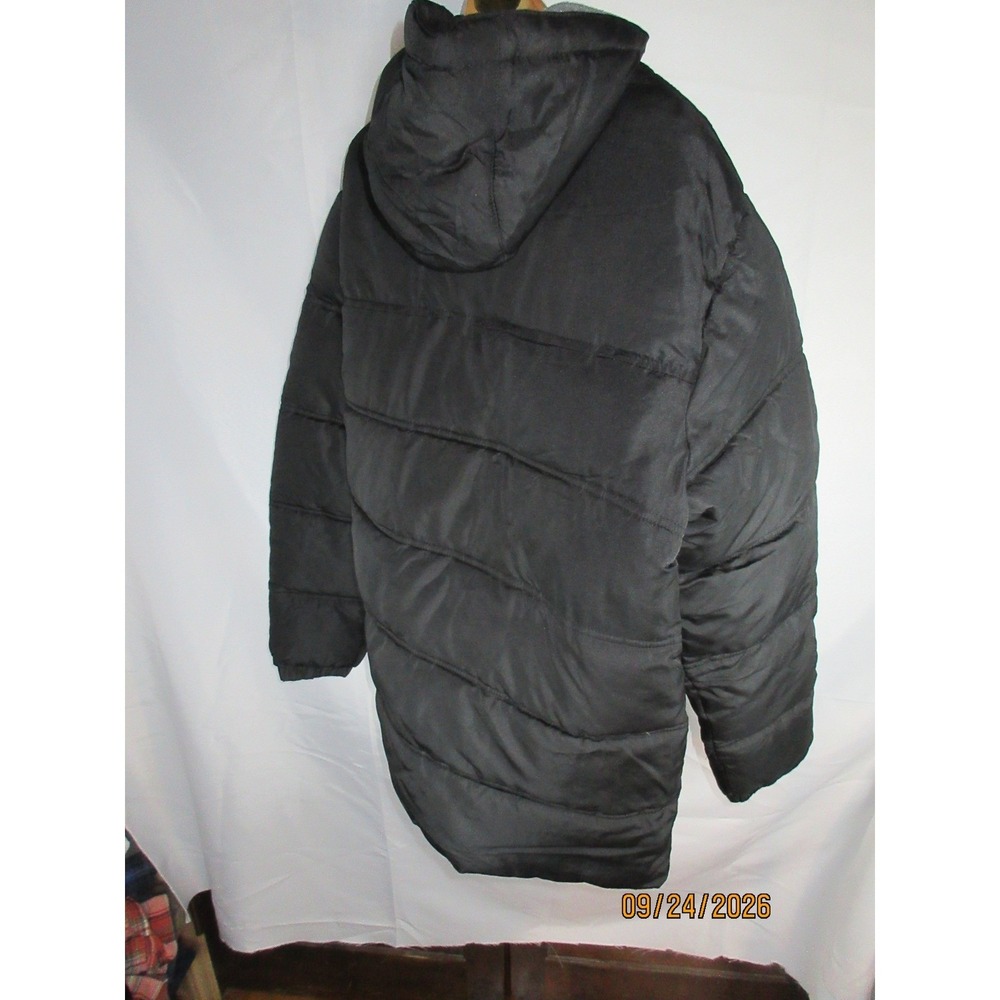 Berkley Jensen Mens Quilted Puffer Jacket Black Water Resistant Hooded Medium - Picture 2 of 7
